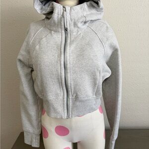 lululemon athletica Light Gray Cropped Zip Scuba Hoodie